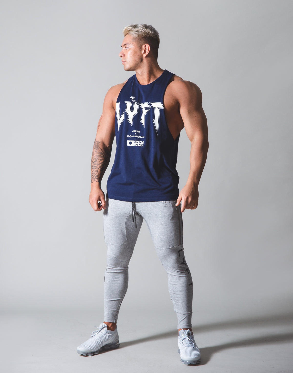 LÝFT London Punk Logo Drop Shoulder Tanktop - Navy