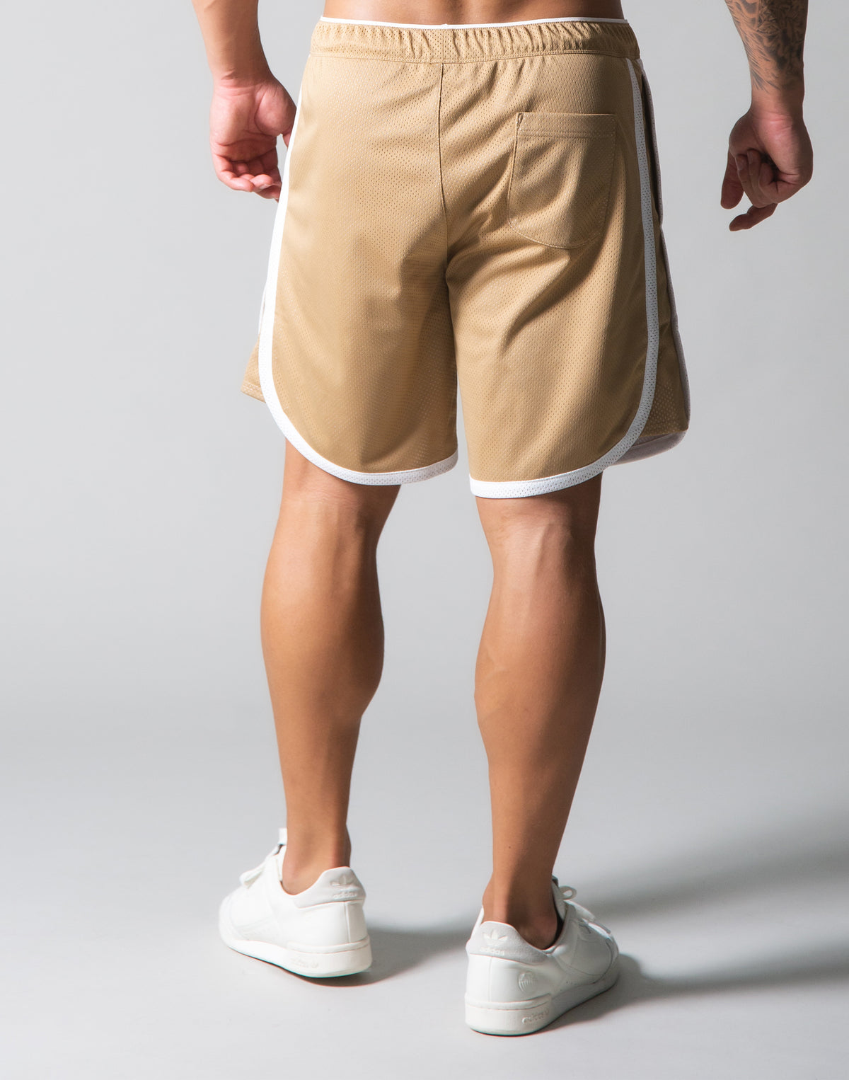 Wide Mesh Shorts - Beige
