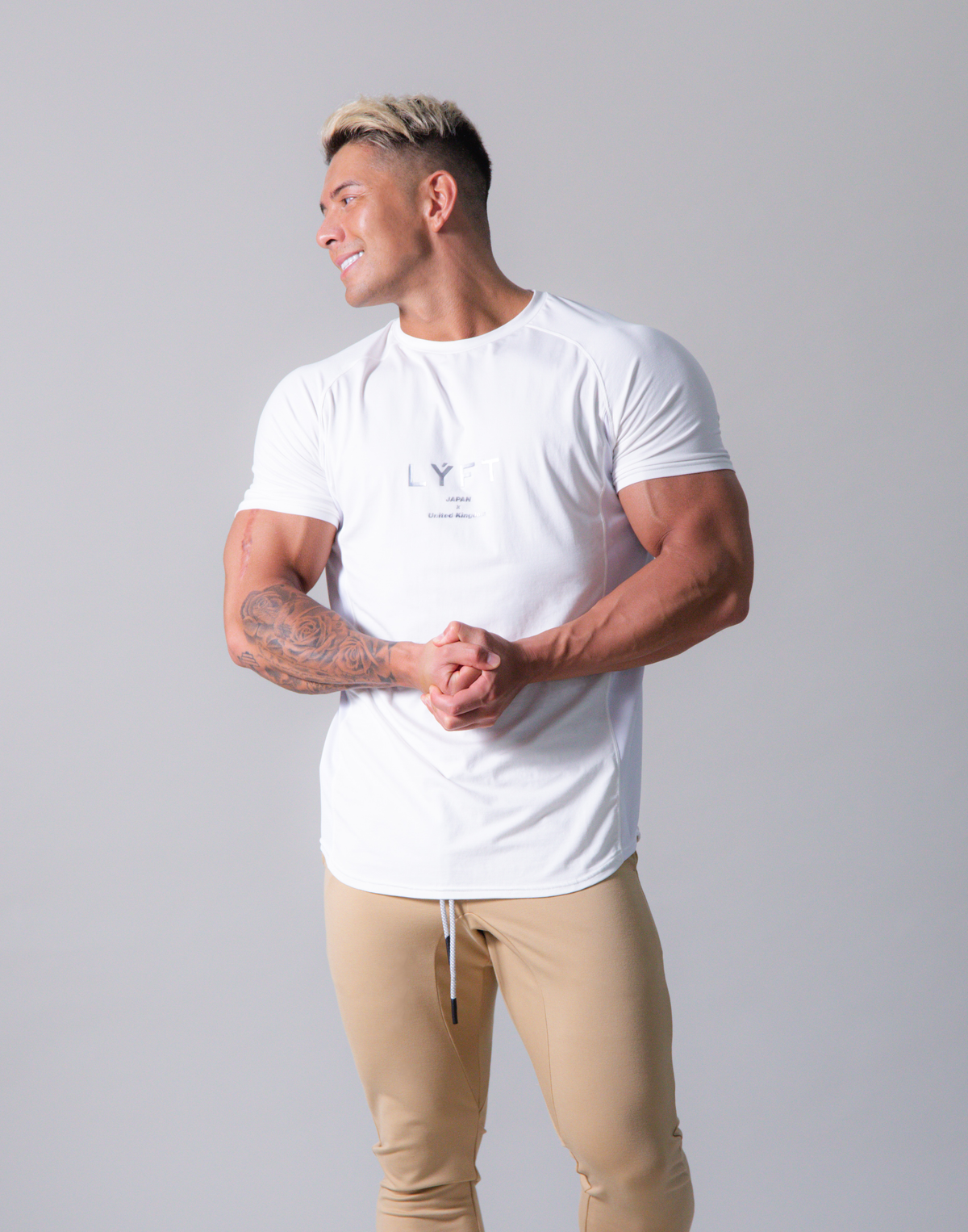LÝFT Slim Fit Side Mesh T-Shirt - White