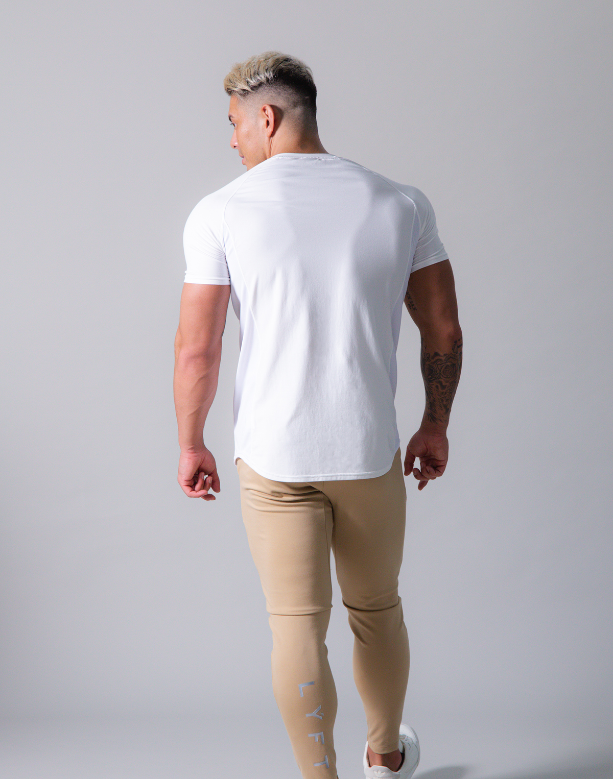 LÝFT Slim Fit Side Mesh T-Shirt - White