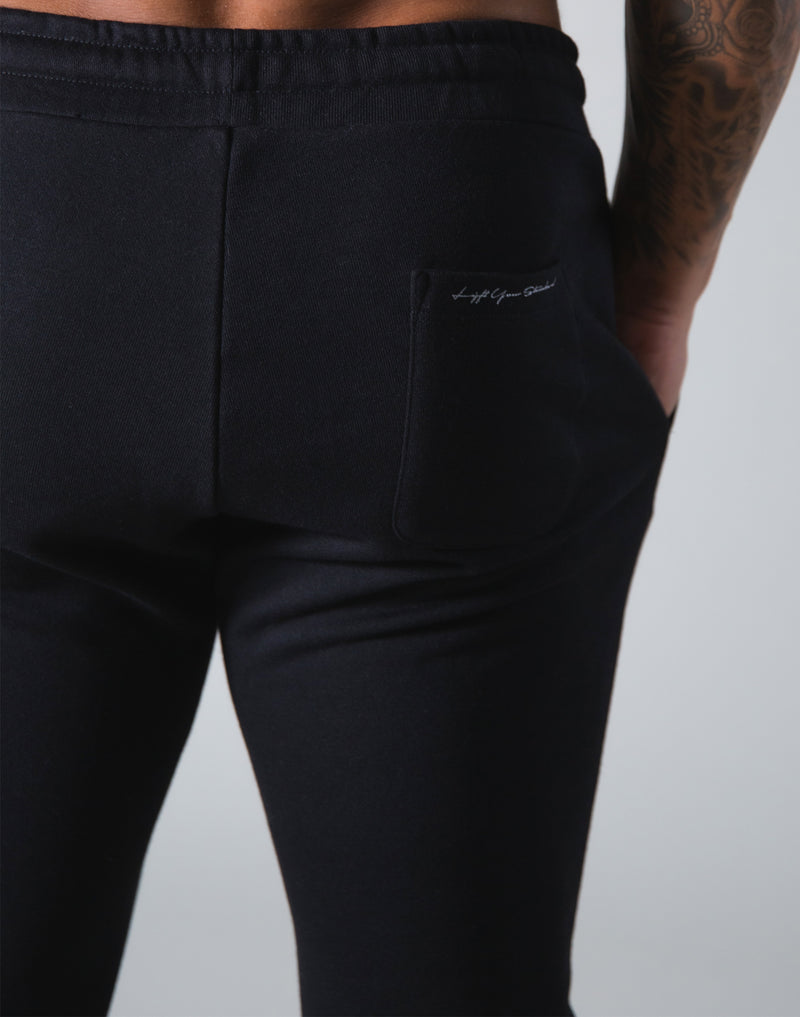 Angle Wide Line Sweat Pants - Black