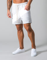 Angle Wide Line Sweat Shorts - Grey