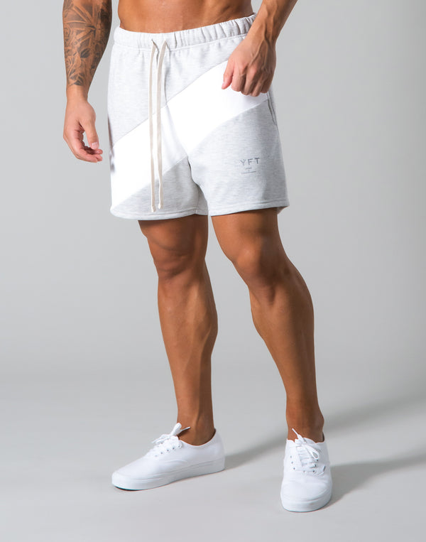 <transcy>Angle Wide Line Sweat Shorts --Grey</transcy>