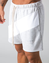 Angle Wide Line Sweat Shorts - Grey