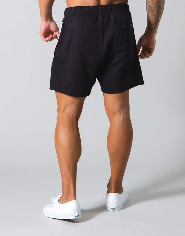 <transcy>Angle Wide Line Sweat Shorts --Black</transcy>