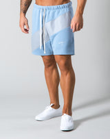 Angle Wide Line Sweat Shorts - L.Blue