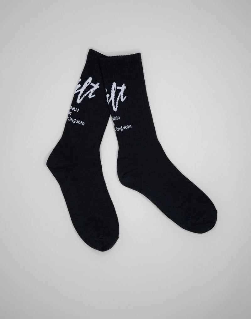 Calf Script Logo Socks - Black