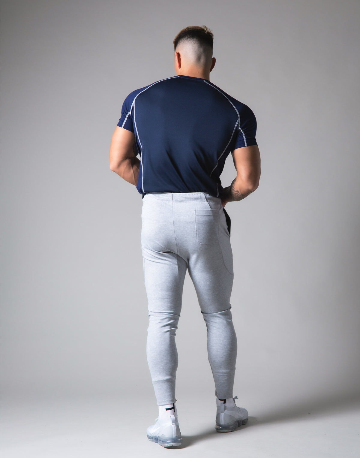 Script Logo Stretch Slim Fit T-Shirt - Navy