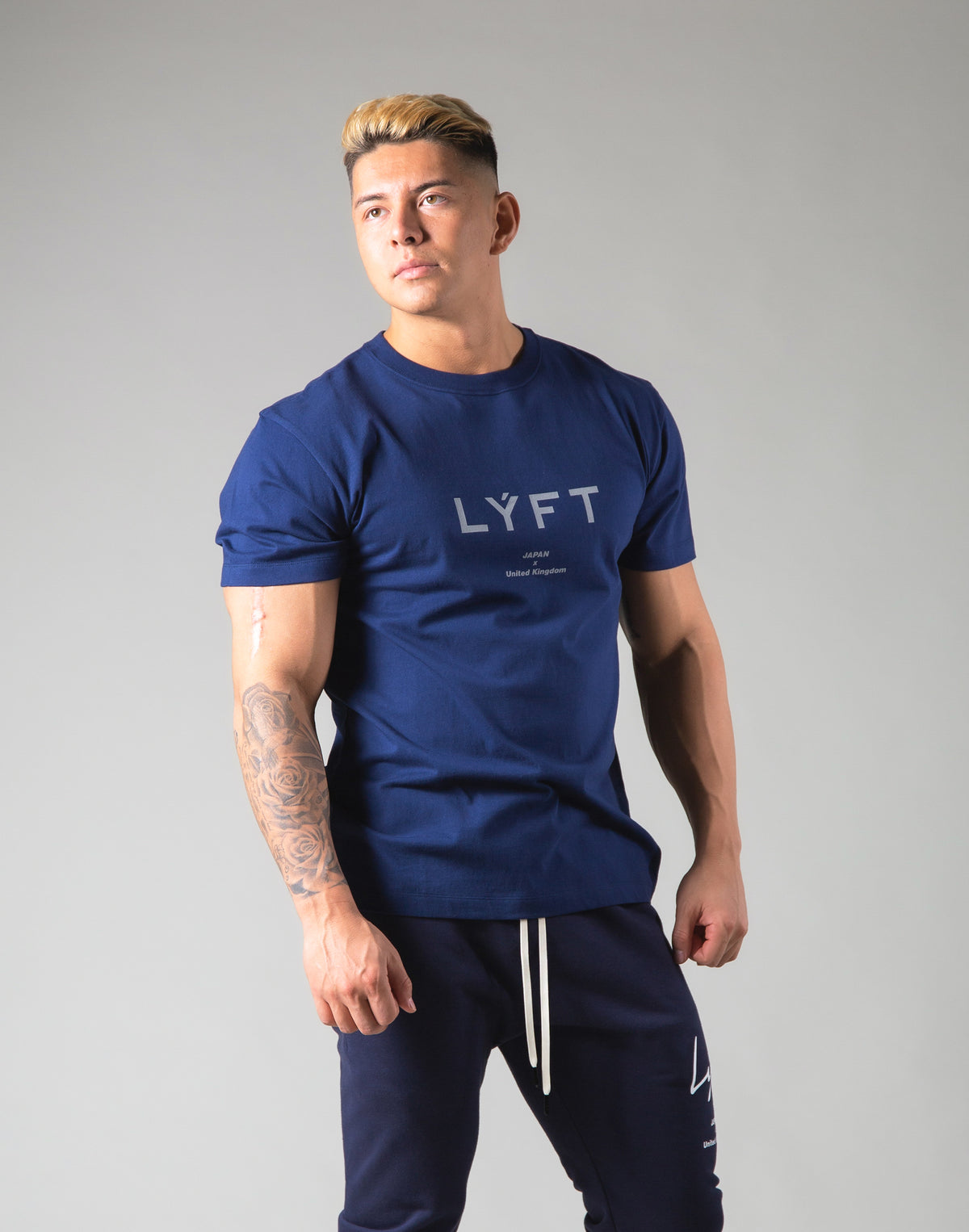 LÝFT Metallic Reflector Logo Standard T-Shirt - Navy