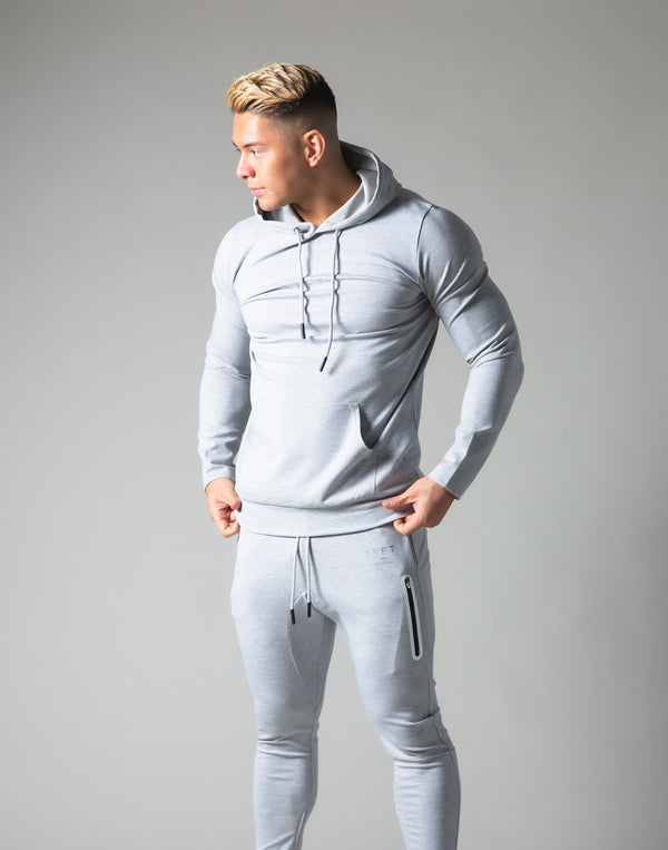 Slim Fit Stretch Pullover Hoodie - Grey