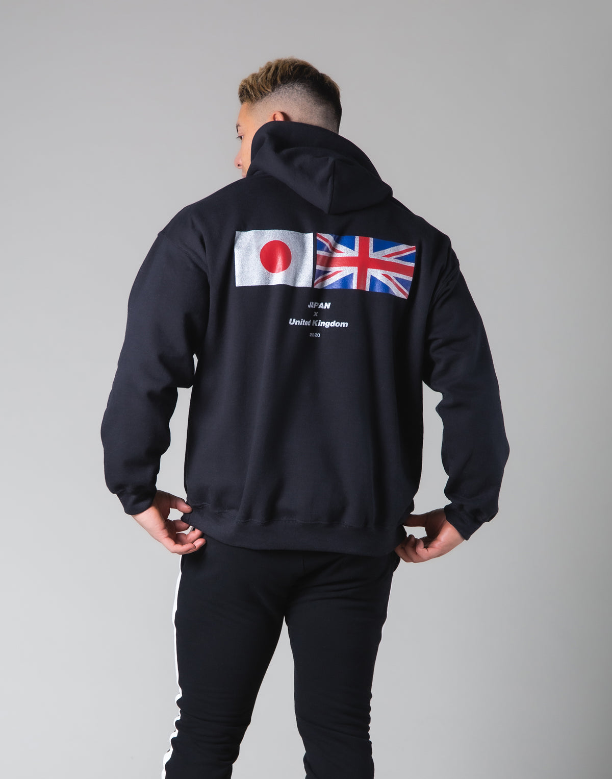 Silver Flag Pullover Hoodie - Black