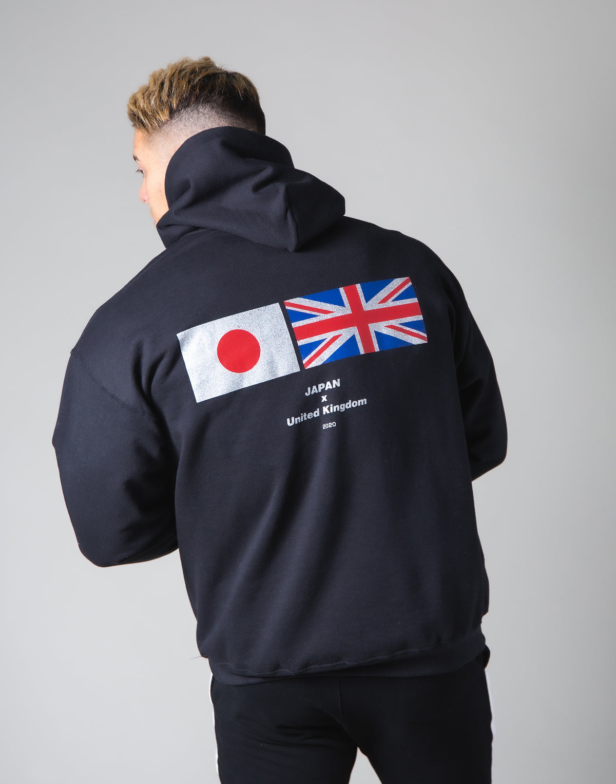 Silver Flag Pullover Hoodie - Black