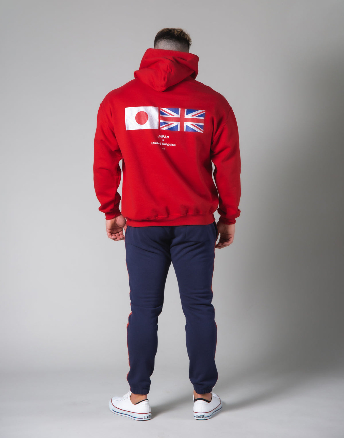 Silver Flag Pullover Hoodie - Red