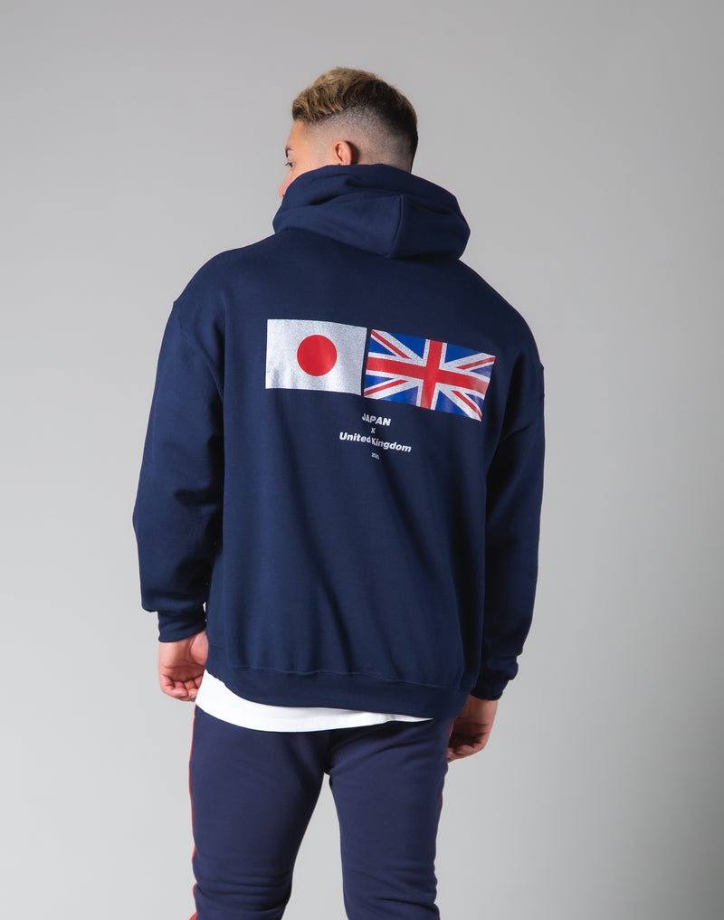 Silver Flag Pullover Hoodie - Navy