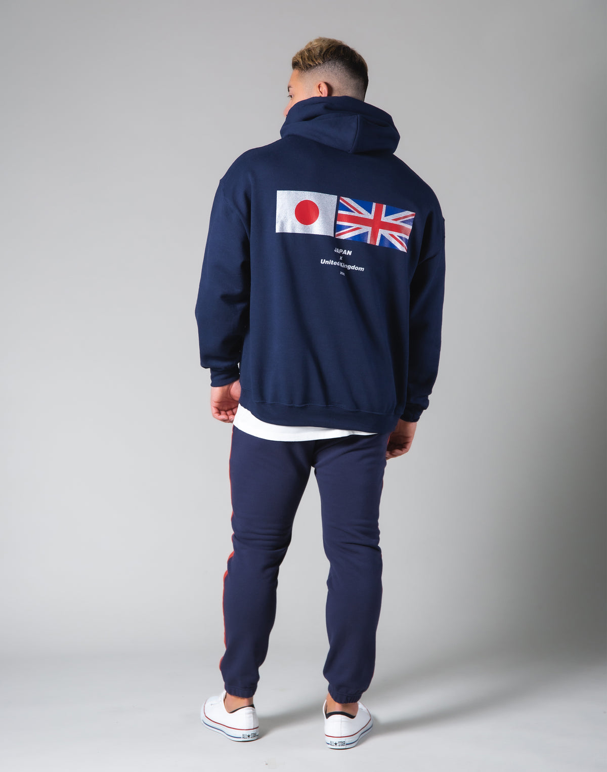 Silver Flag Pullover Hoodie - Navy