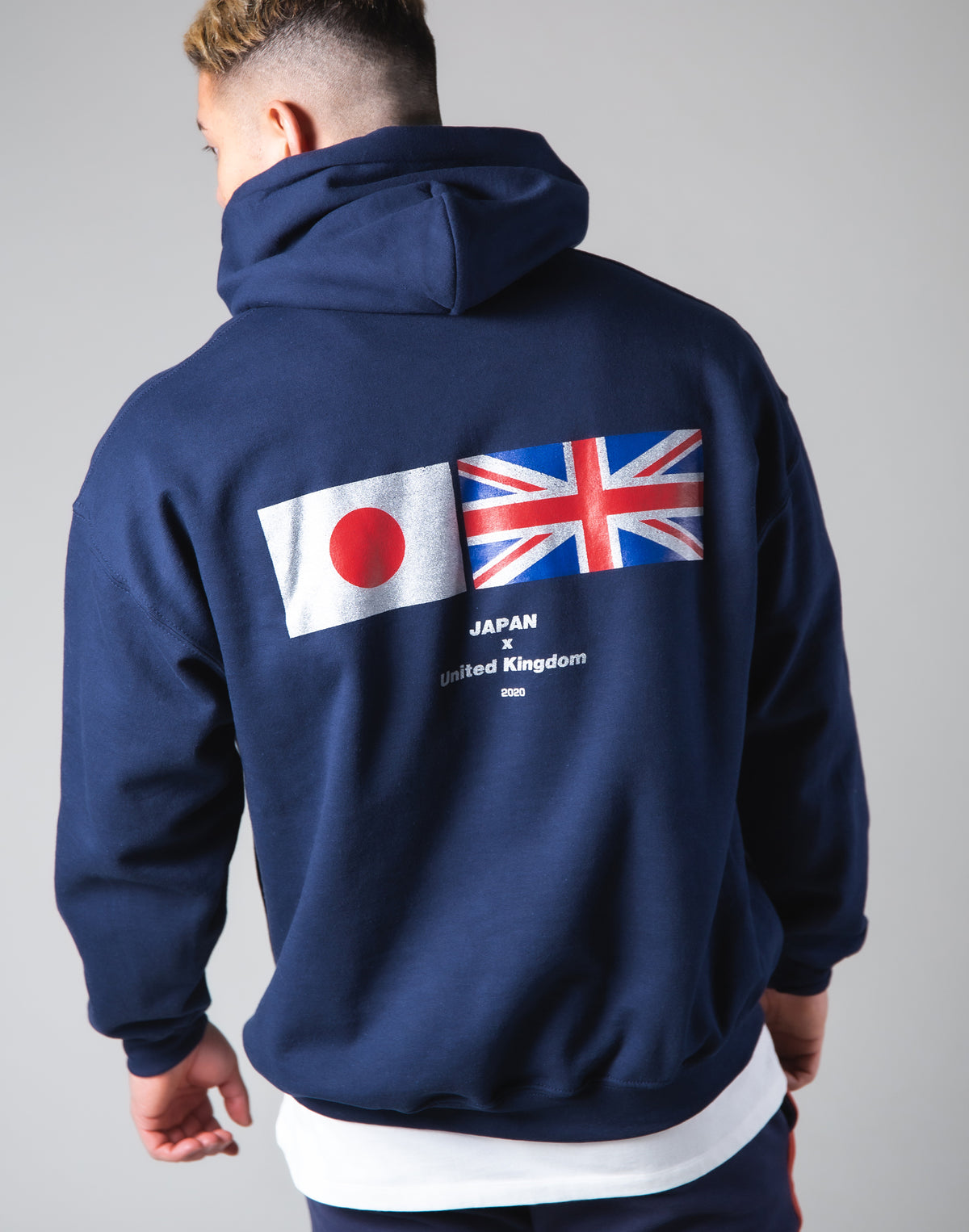Silver Flag Pullover Hoodie - Navy