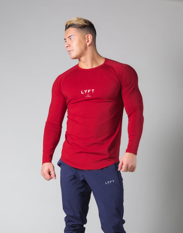 Slim Fit Raglan Long Sleeve T-Shirt - Red