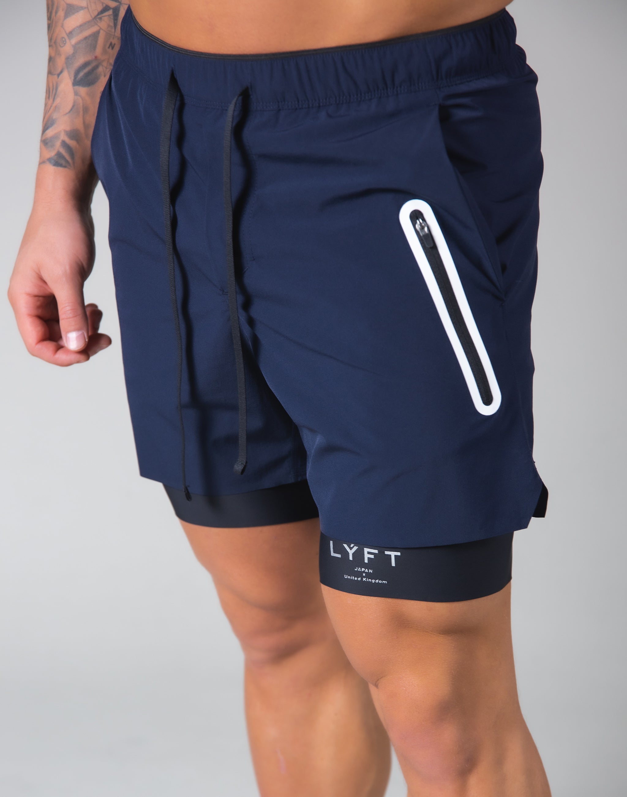 2Way Active Shorts / With Leggings --Navy – LÝFT