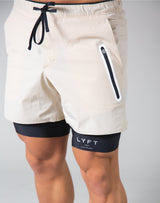 2Way Active Shorts / With Leggings - Light Beige