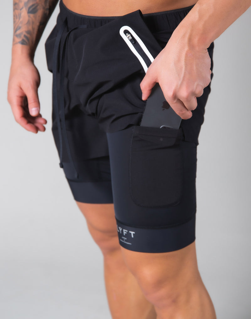 2Way Active Shorts / With Leggings - Black