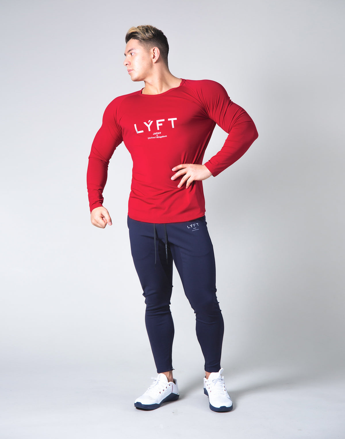 LÝFT Logo Slim Fit Long Sleeve T-Shirt - Red