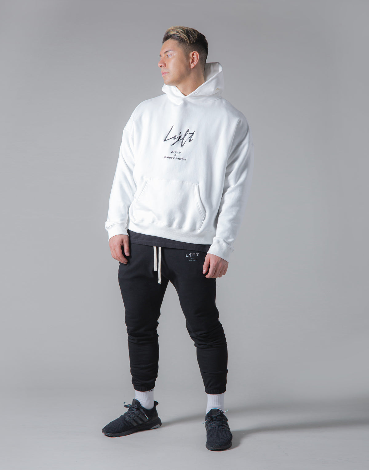 <transcy>Script Logo 2Way Stretch Warm Pullover Hoodie --White</transcy>