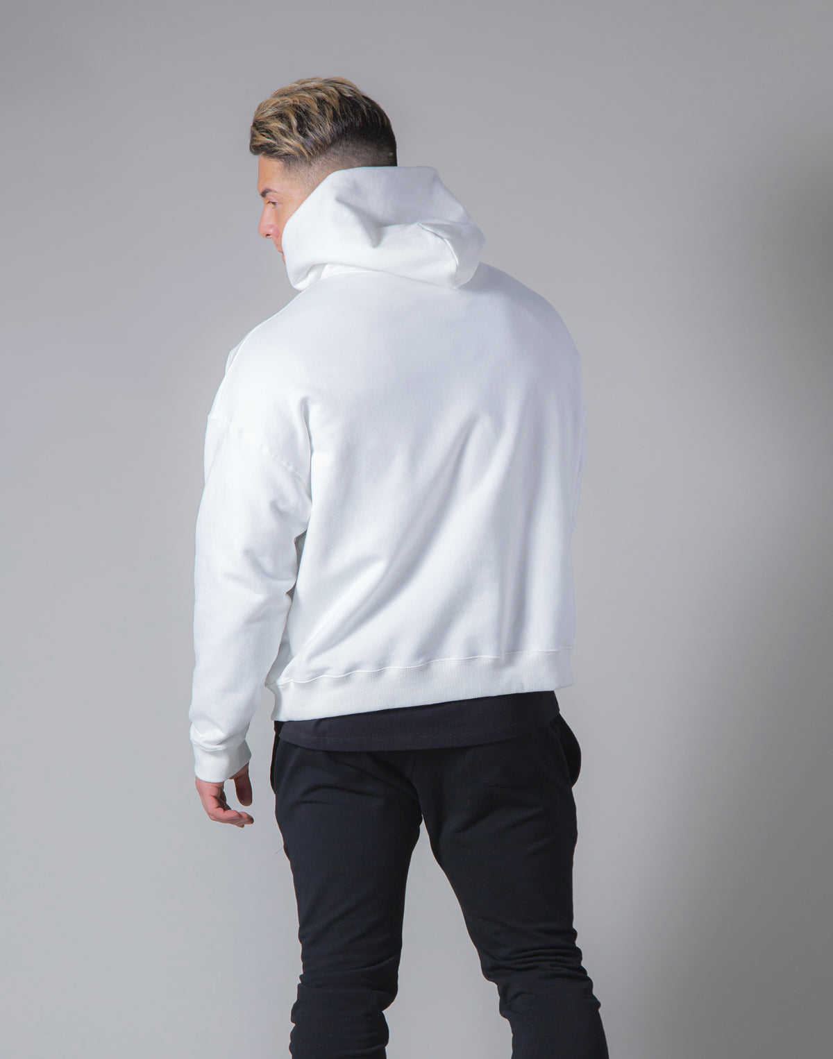 <transcy>Script Logo 2Way Stretch Warm Pullover Hoodie --White</transcy>