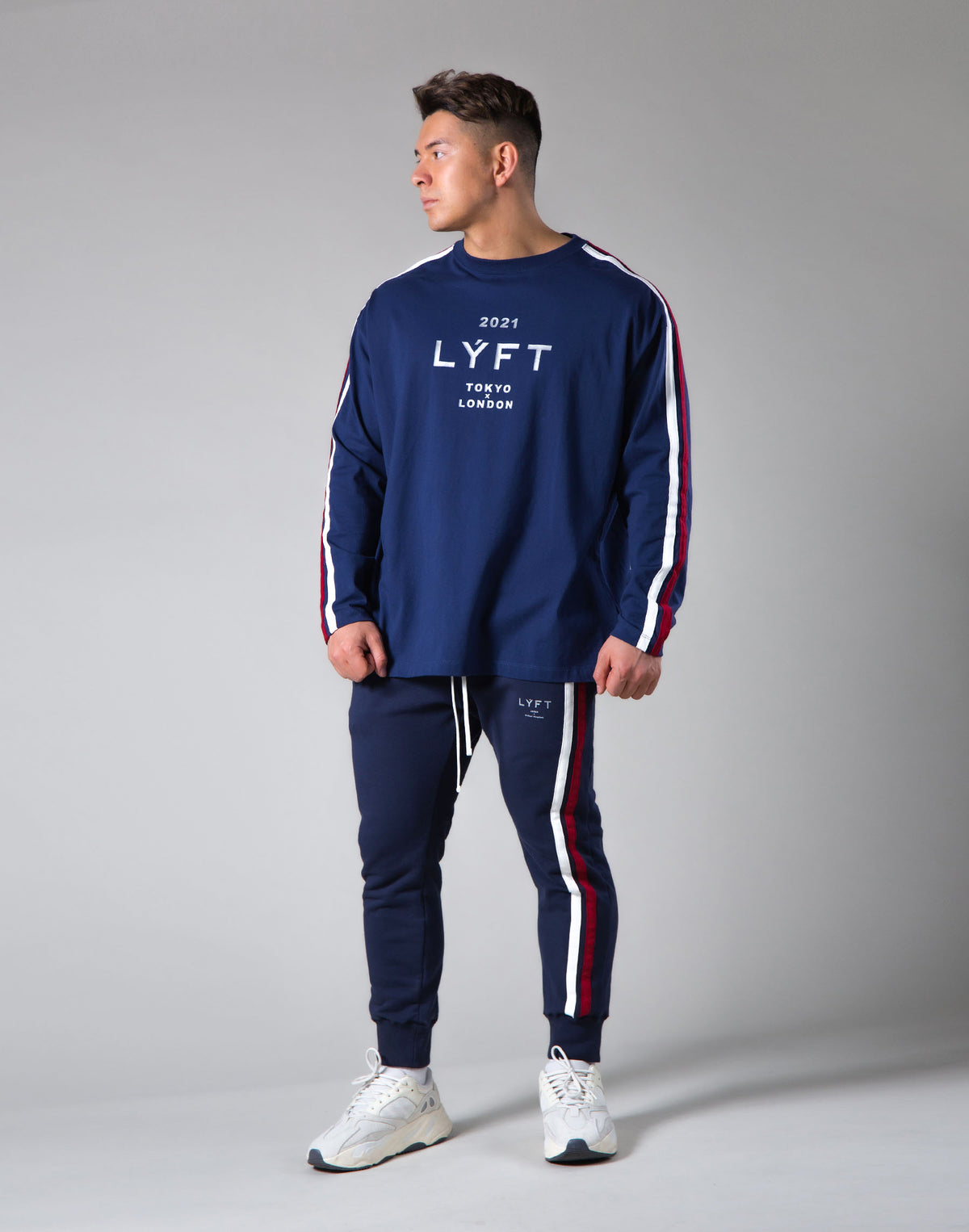 2021 Logo 2 Line Long Sleeve Tee "Wide Body" - Navy