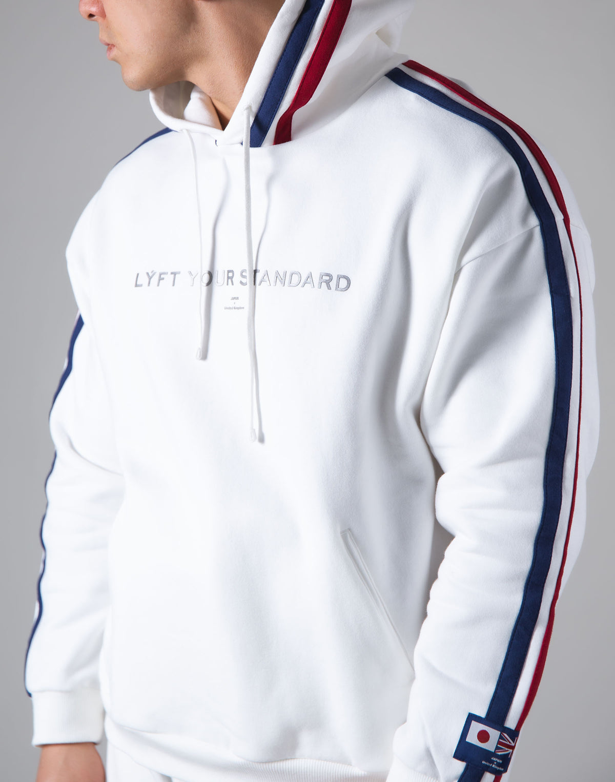 <transcy>2Way Stretch 2 Line Warm Pullover Hoodie --White</transcy>