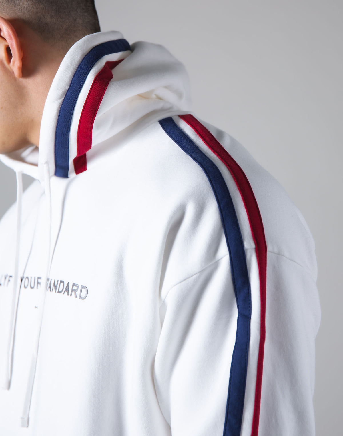 <transcy>2Way Stretch 2 Line Warm Pullover Hoodie --White</transcy>