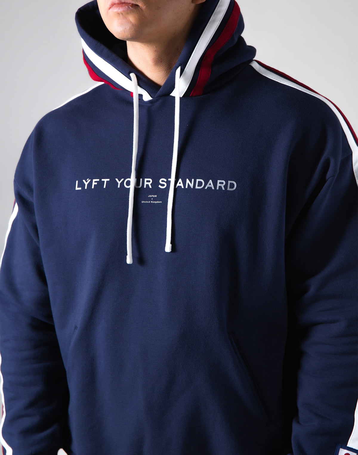 <transcy>2Way Stretch 2 Line Warm Pullover Hoodie --Navy</transcy>