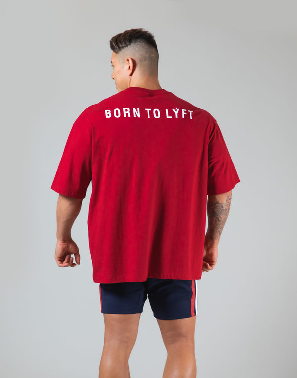 <transcy>Born To LYFT Back Print Big T-Shirt "Wide Body" --Red</transcy>