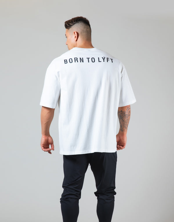 <transcy>Born To LYFT Back Print Big T-Shirt "Wide Body" --White</transcy>