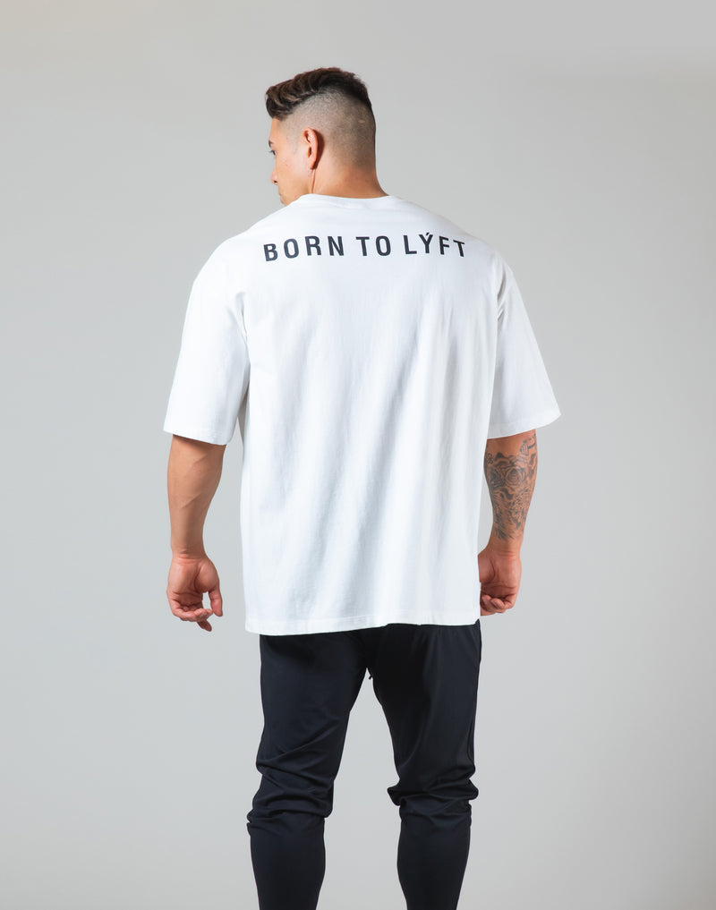 Born To LYFT Back Print Big T-Shirt "Wide Body" - White