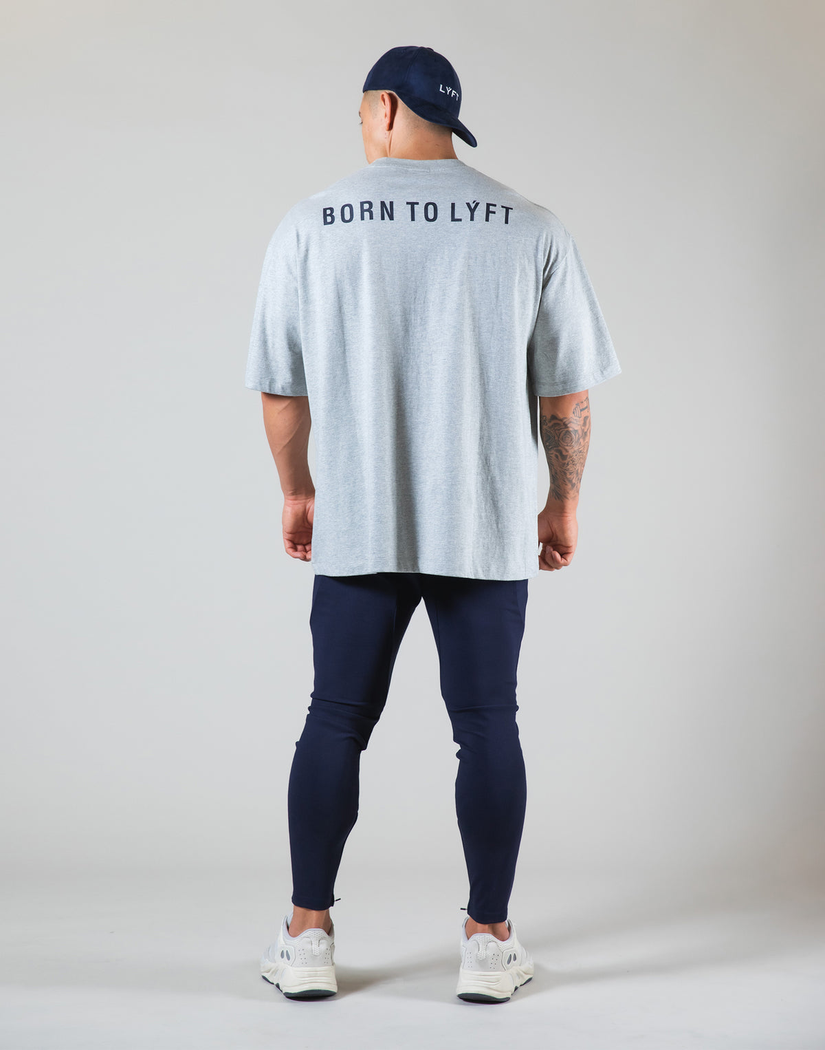 Born To LYFT Back Print Big T-Shirt "Wide Body" - Grey