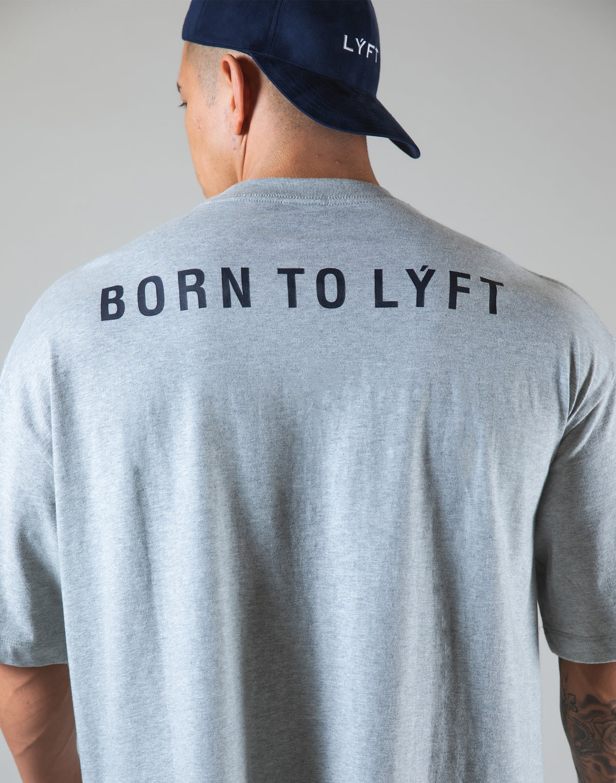 Born To LYFT Back Print Big T-Shirt "Wide Body" - Grey