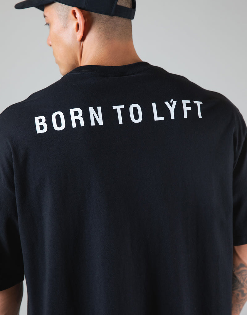 Born To LYFT Back Print Big T-Shirt "Wide Body" - Black
