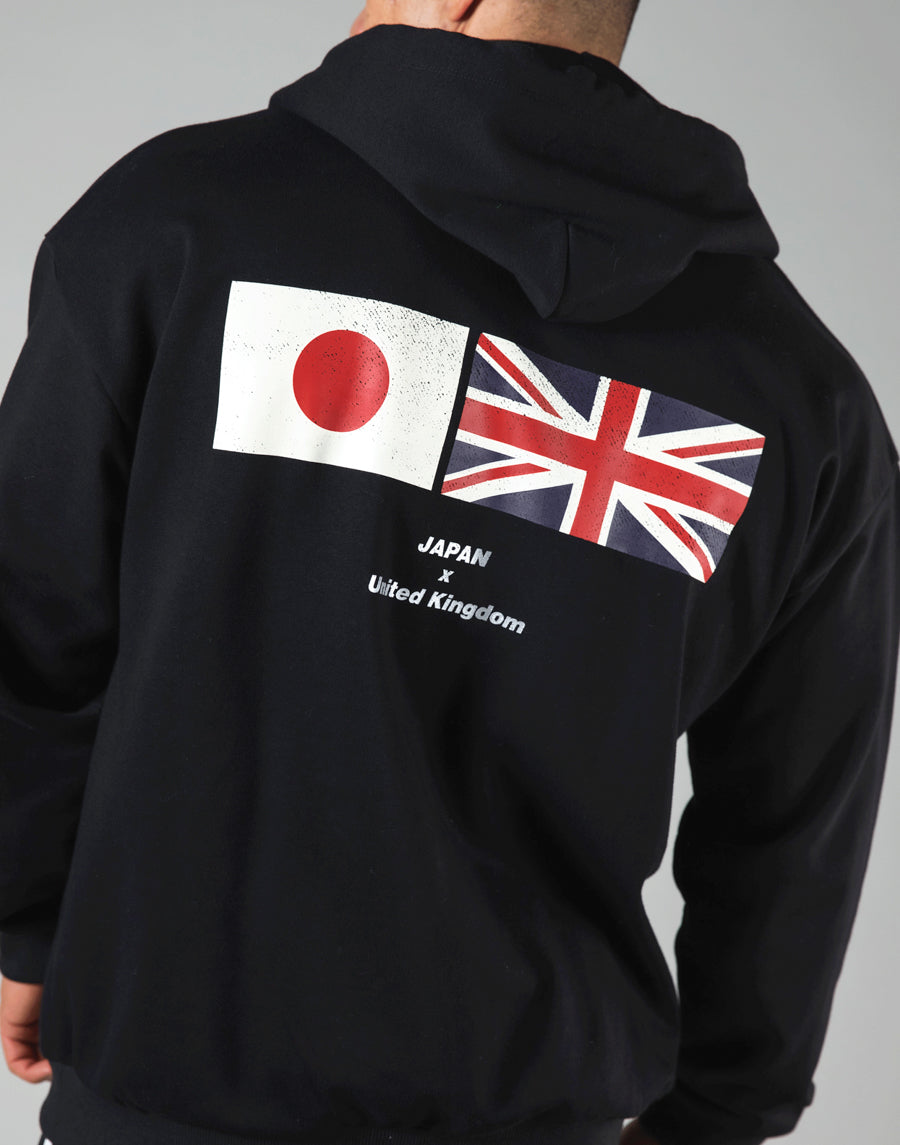 Flag Zip-Up Hoodie - Black