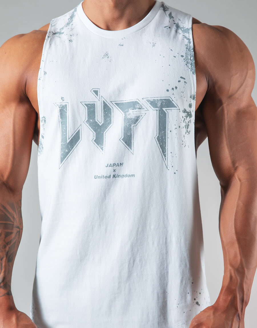 Splash Punk Logo Drop Shoulder Tanktop - White