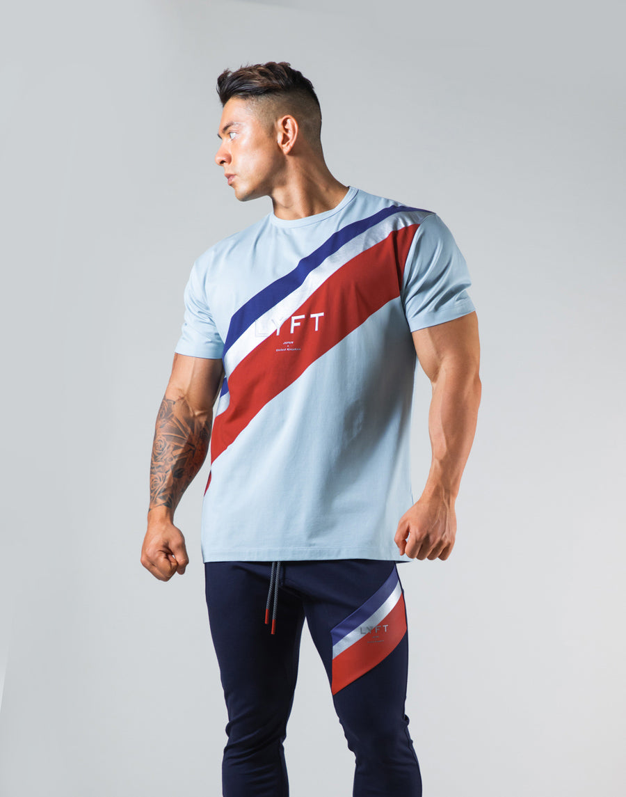 2Way Wide Stripe Standard T-Shirt - L.Blue