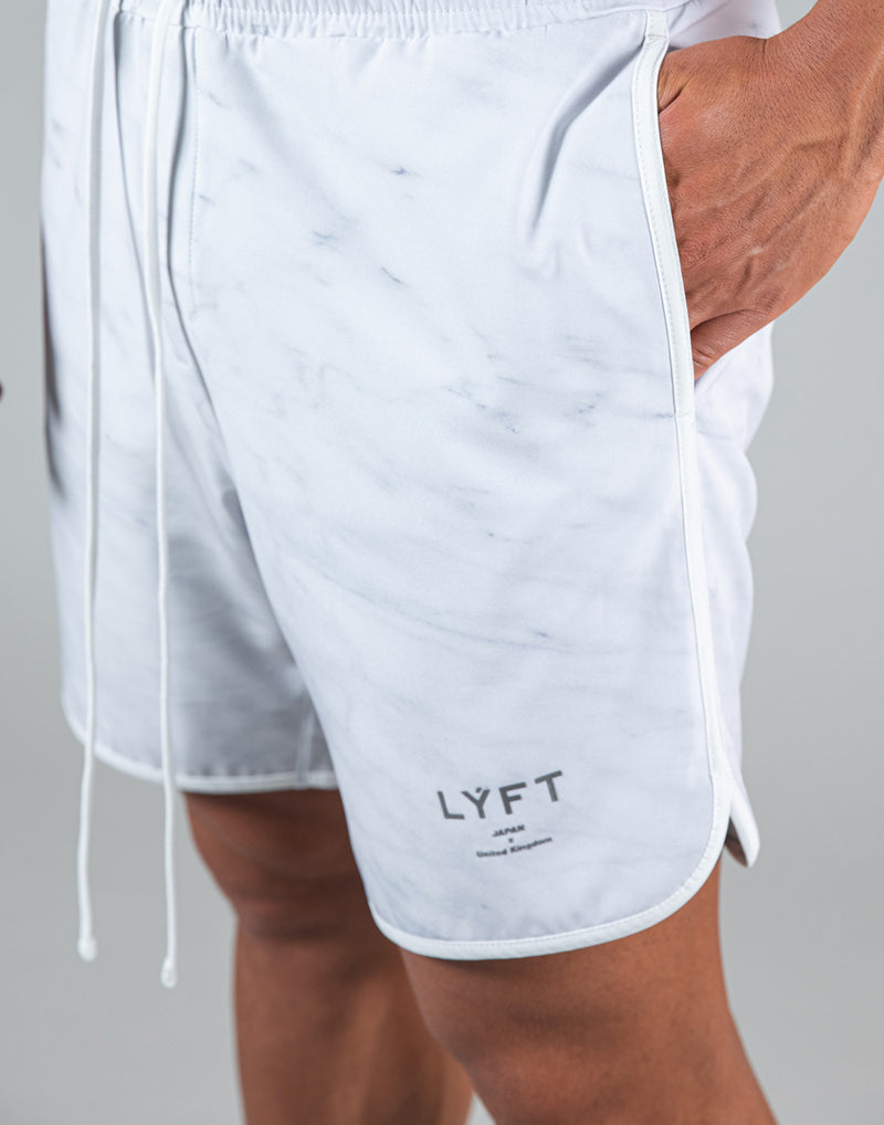Piping Active Shorts - White Stone