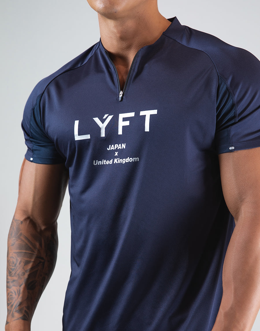 Half Zip Stretch T-Shirt - Navy – LÝFT