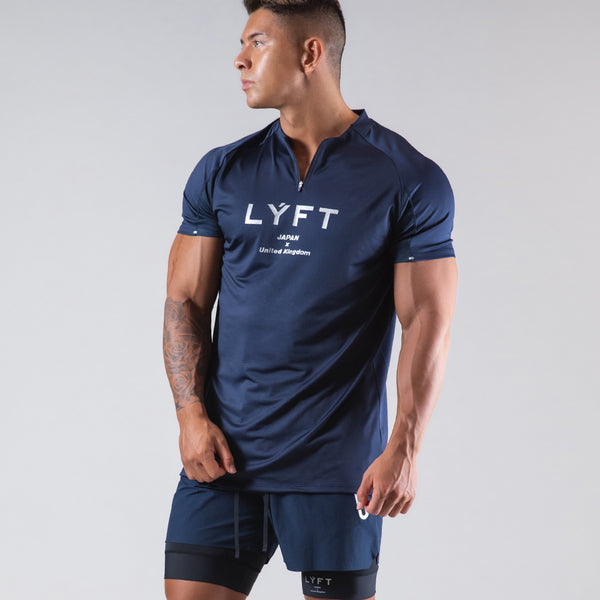 Half Zip Stretch T-Shirt - Navy – LÝFT