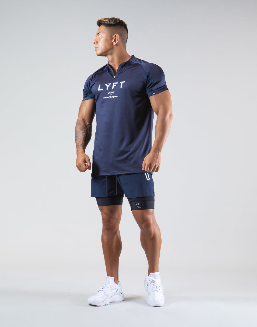 Half Zip Stretch T-Shirt - Navy – LÝFT