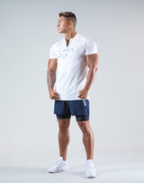 Half Zip Stretch T-Shirt - White