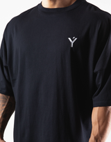 Layered Big T-Shirt "Wide Shoulder" - Black