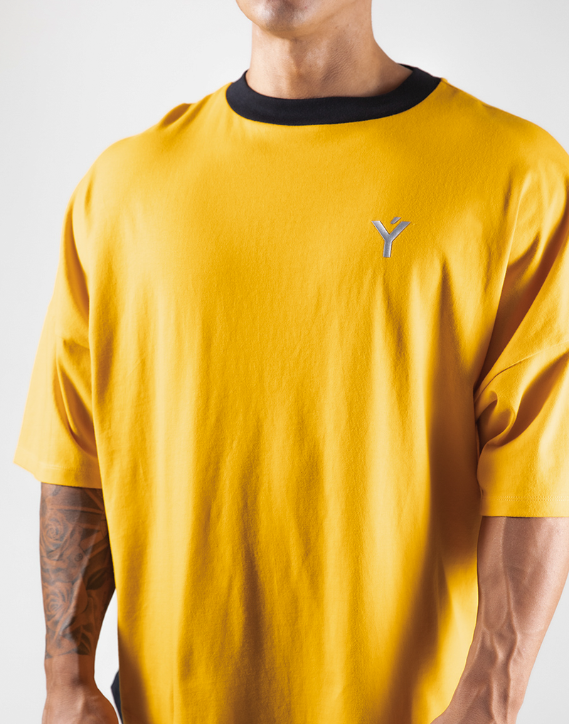 Layered Big T-Shirt "Wide Shoulder" - Yellow