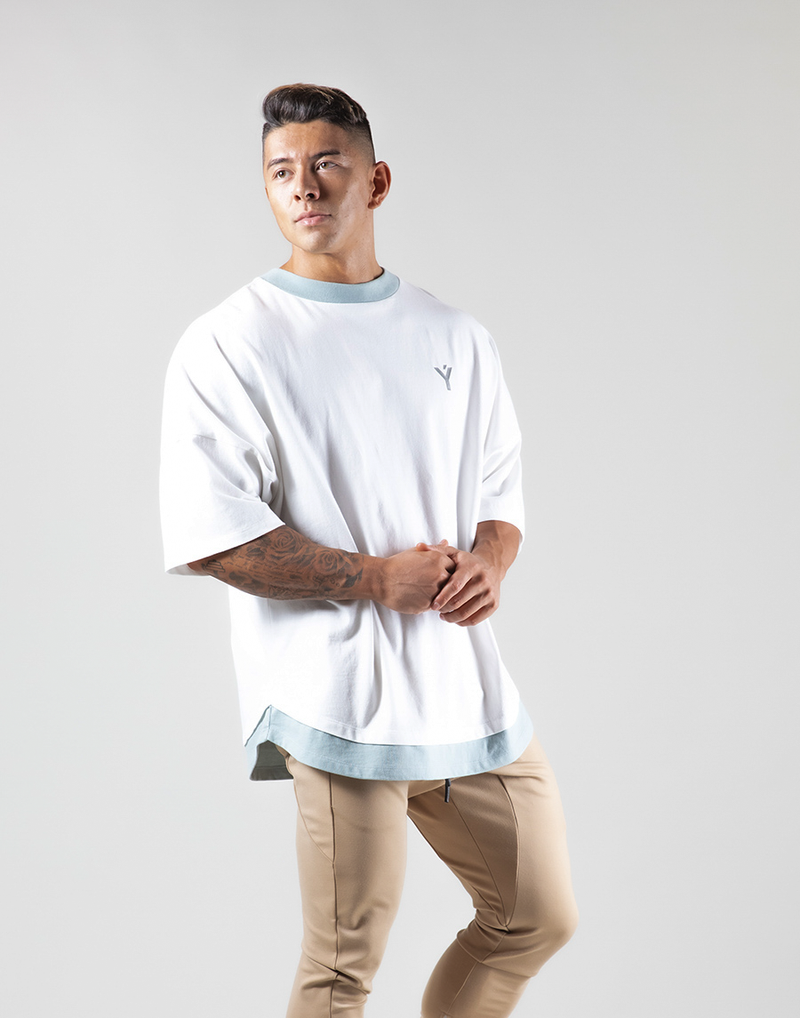 Layered Big T-Shirt "Wide Shoulder" - White