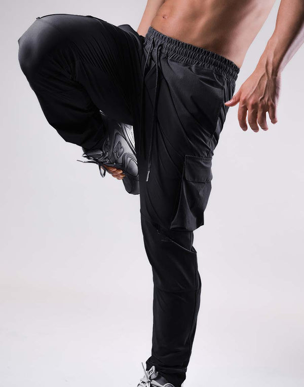 Stretch Nylon Cargo Pants - Black