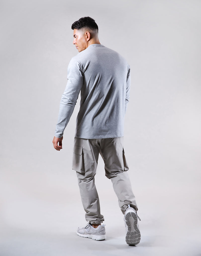 Stone Patch Stretch Long Sleeve Tee - Grey